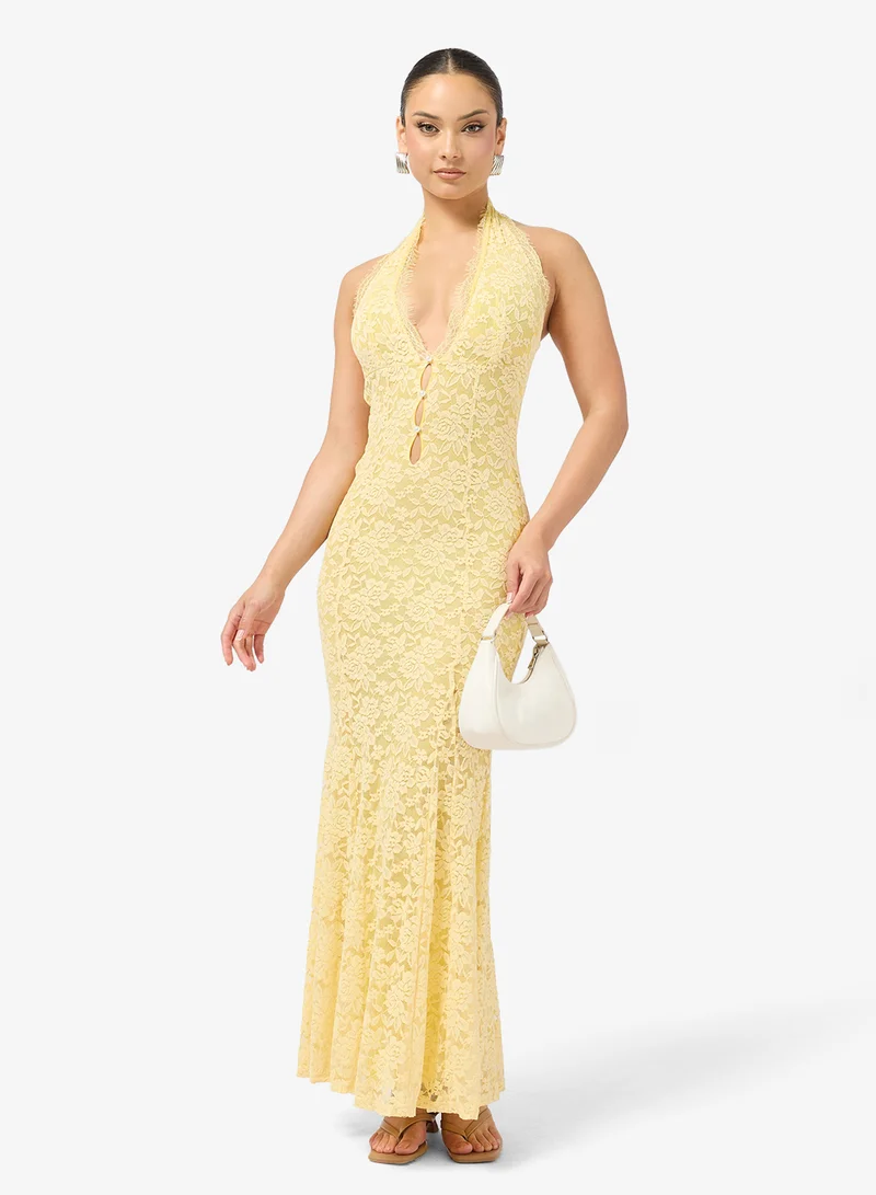 Ginger Halter Neck Lace Mermaid Dress